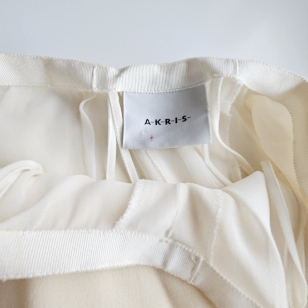 AKRIS Cream Side Slit Layered Silk High Waist Flowey Pants - Picture 7 of 16